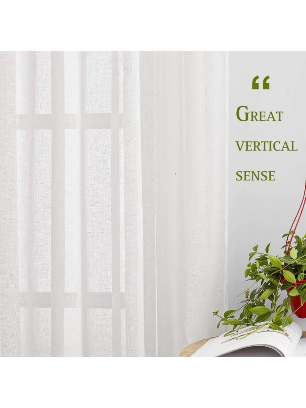 Elegant White Sheer Linen Curtains, 84